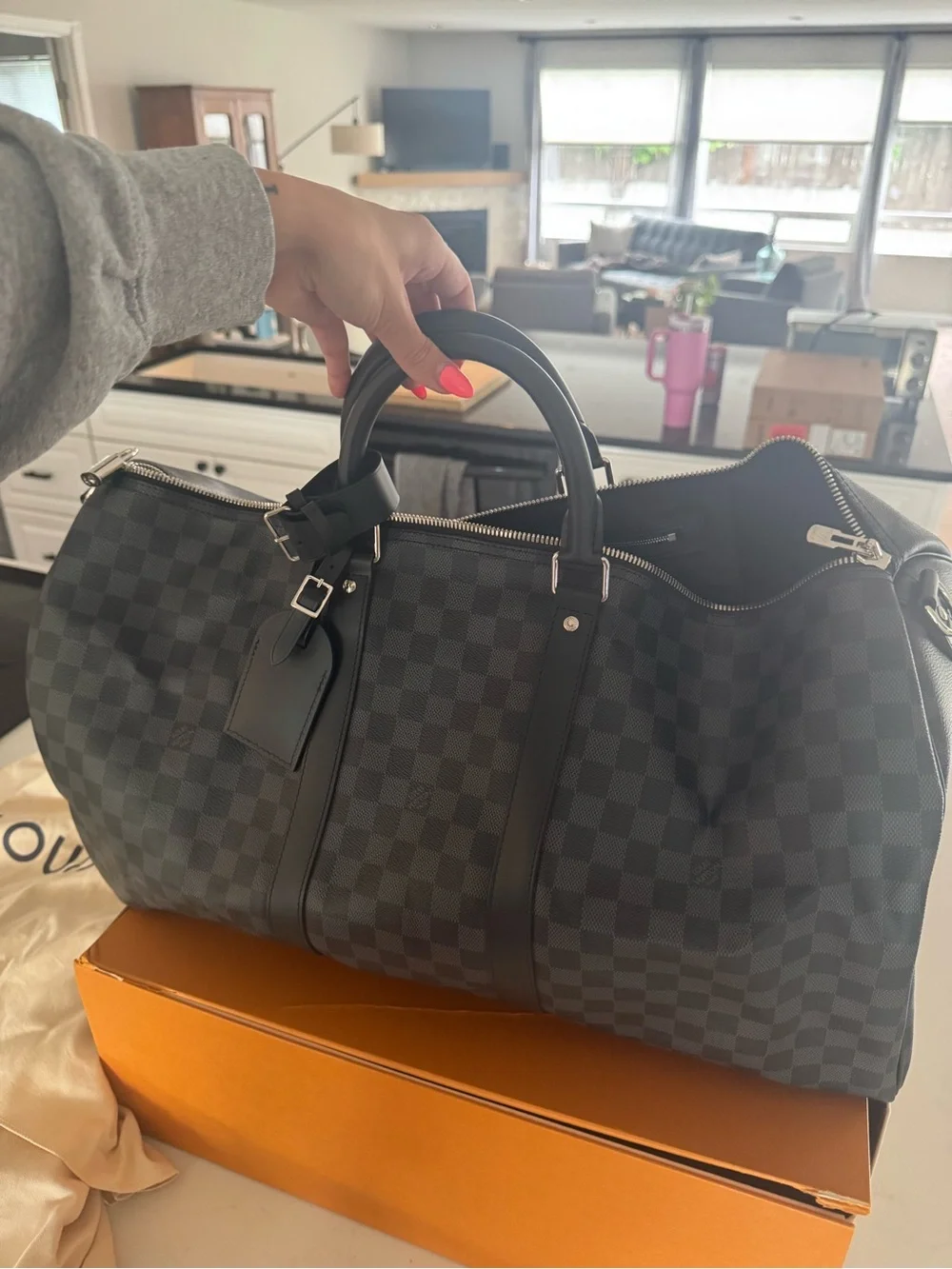 Louis Vuitton Black Damier Graphite Keepall Duffel with Top Handles